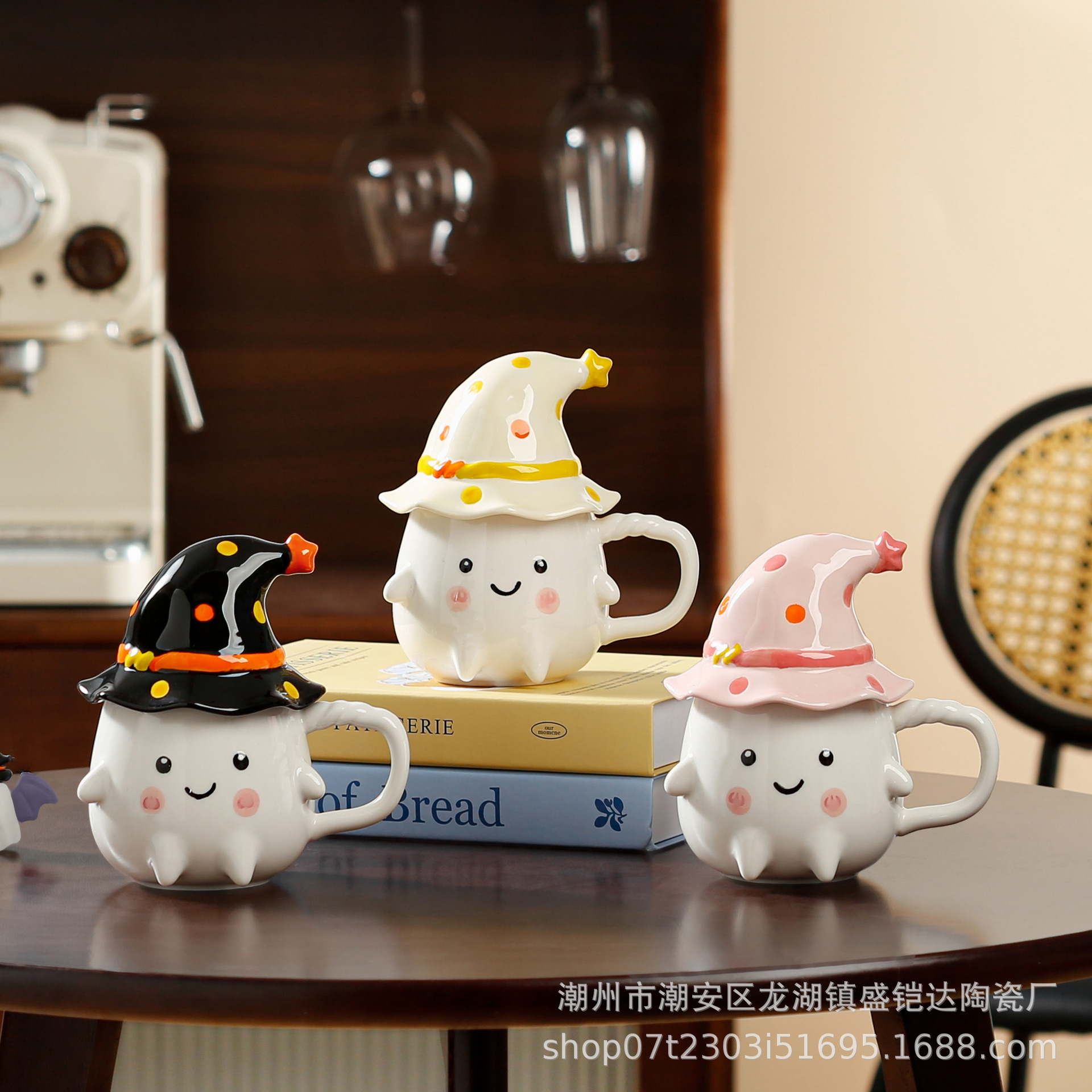 Ghost Mugs, birthday gifts, strange and unique ceramic cups with LIDS, gifts for girls, Halloween water cups pic 10