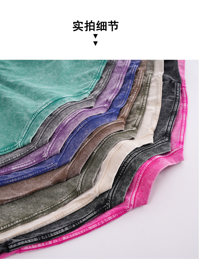 男士T恤230克酸洗炒雪花宽松做旧复古水洗短袖男纯棉t恤落肩欧码详情24