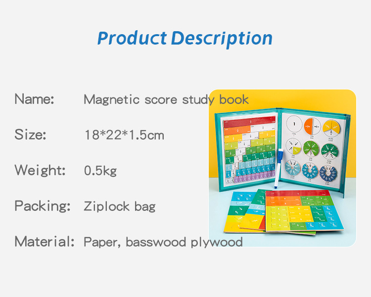 磁性分数学习盘演示器磁力磁吸分数盘三年级数学教具分子分母加减详情2