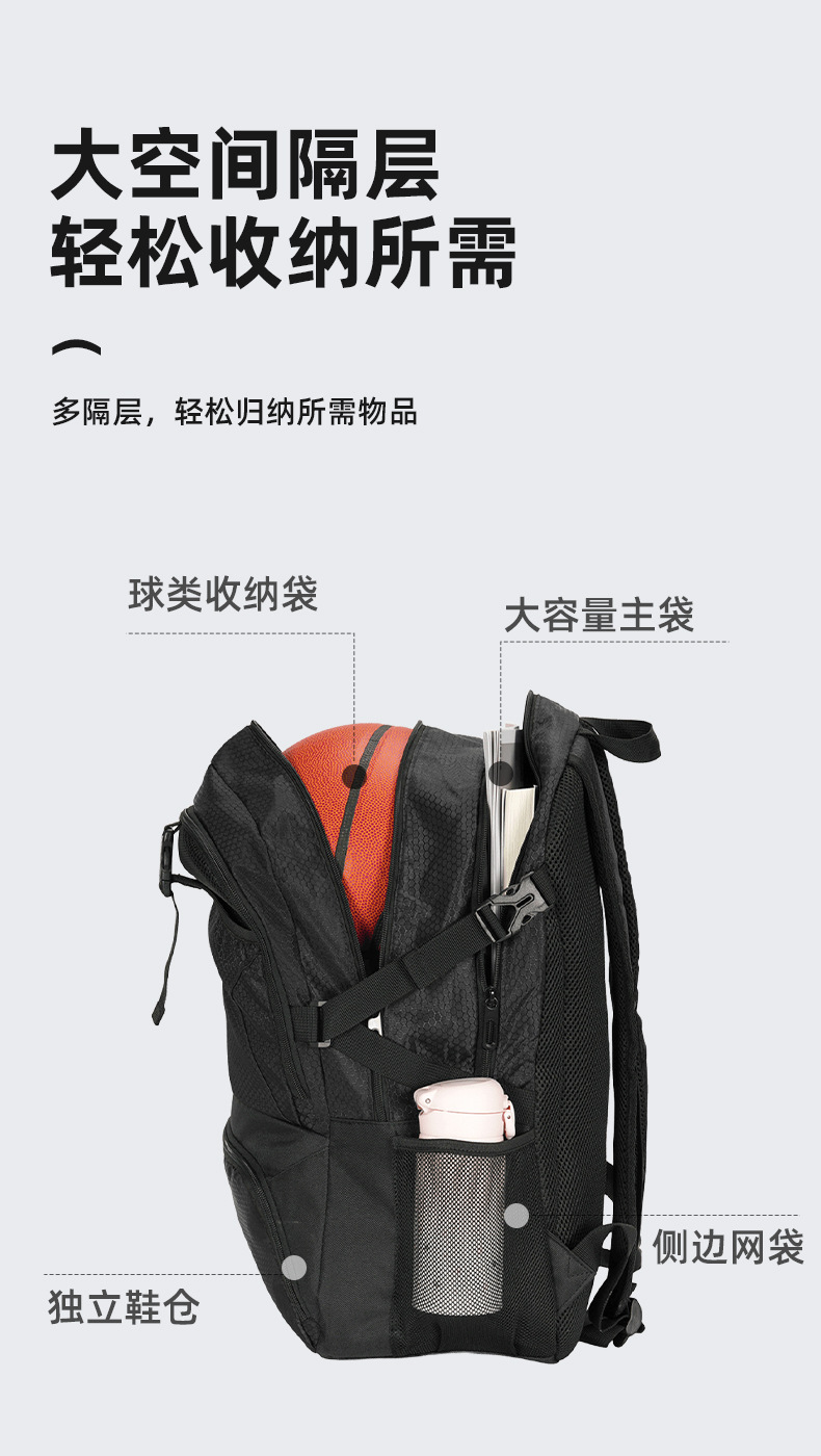 篮球包运动背包可装球鞋学生双肩背包训练包男女运动员防水足球包详情5