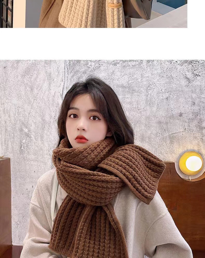 One-piece delivery for autumn and winter: Korean-style solid-color woolen scarves for women, warm, cute for students, couples, and versatile knitted scarves for Internet celebrities and men. Wholesale at street stalls pic 12