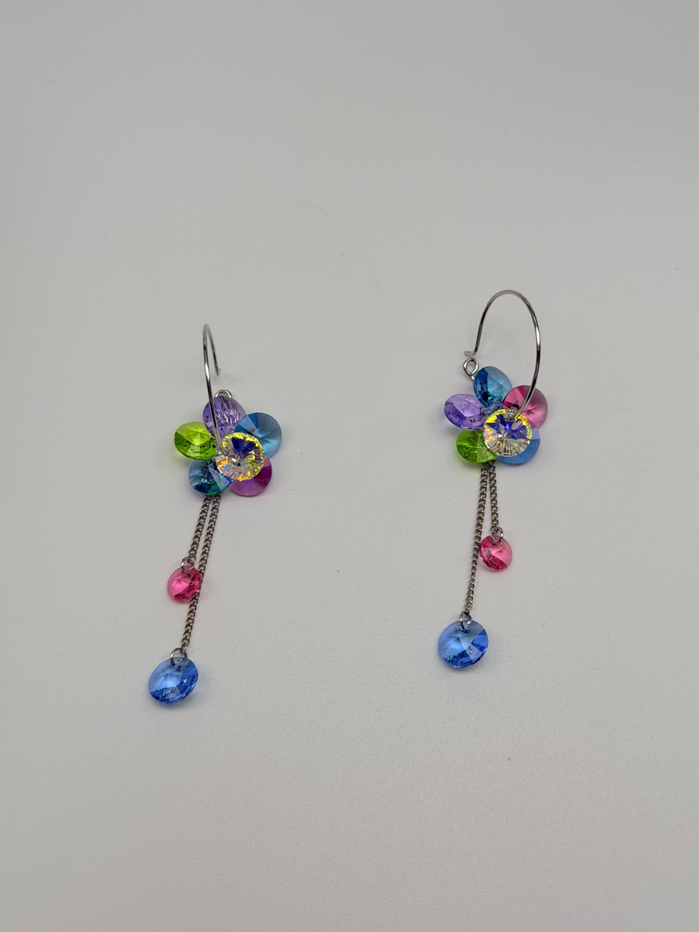 s925银耳钩新款韩版长款闪耀花朵水晶耳环女 名媛气质奢华耳坠流详情10