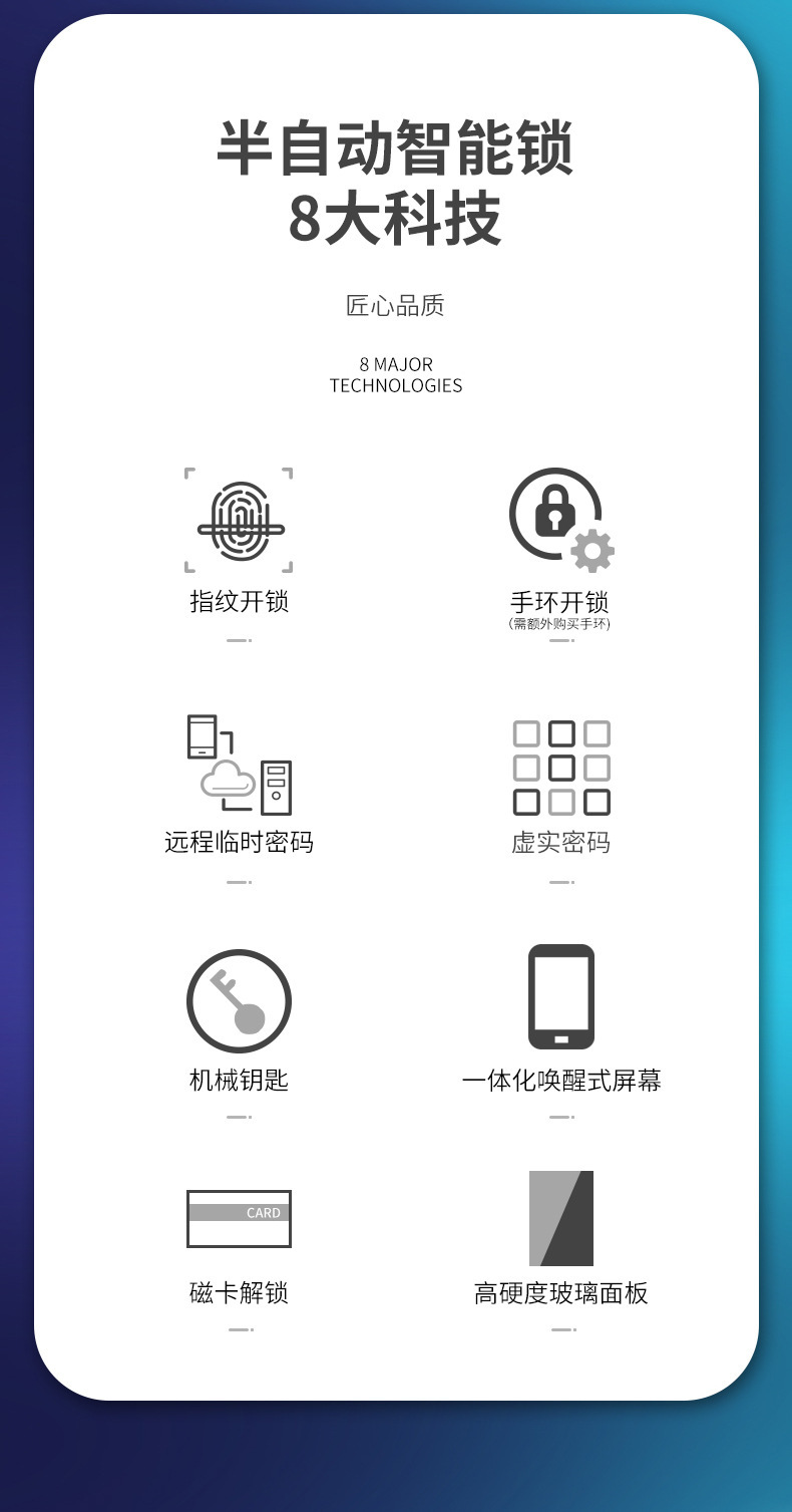 The black smart door lock is equipped with a digital keyboard, fingerprint recognition and a green circular indicator light handle pic 3