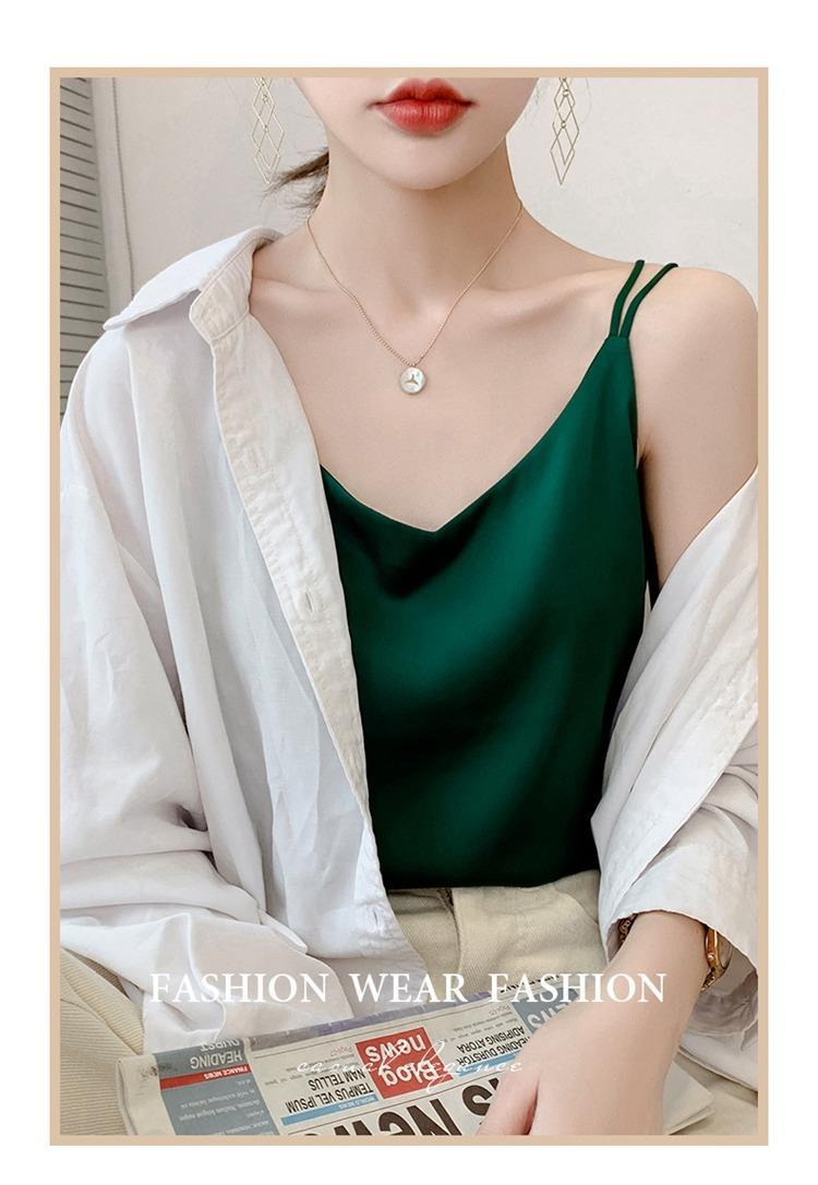 2025年吊带背心女内搭白色美背醋酸仿真丝上衣缎面夏西装仿打底衫详情10