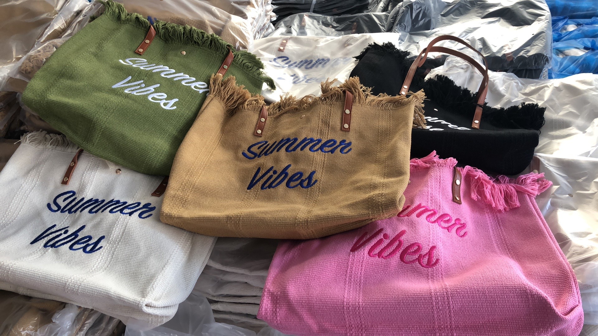 大容量包包帆布包刺绣字母托特包手提包女包编织沙滩包单肩包 Bag详情3