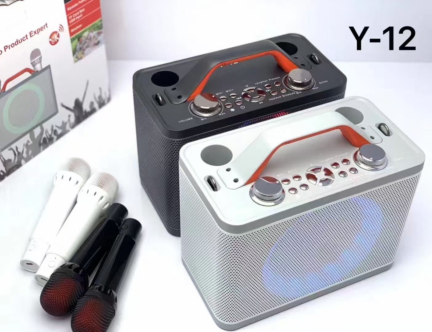 Hot-selling Y-12 color light wireless dual-microphone microphone Bluetooth home karaoke all-in-one speaker portable wireless Bluetooth pic 8
