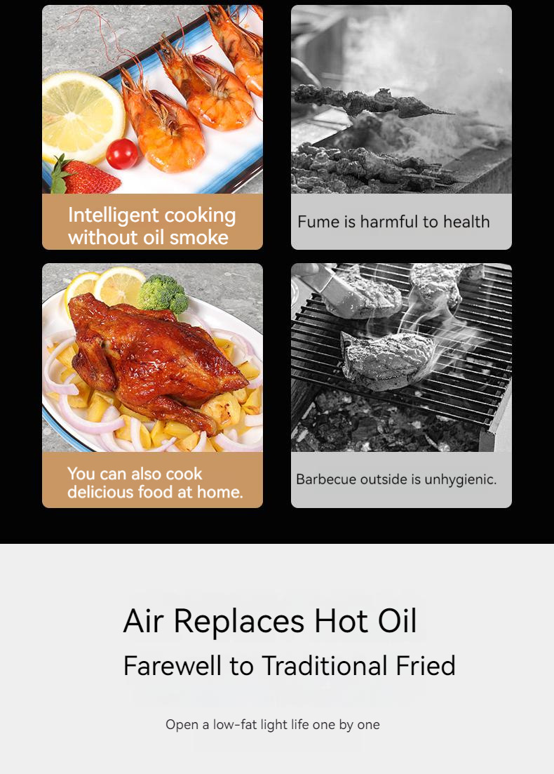 现货跨境6L智能触屏空气炸锅家用电炸一体锅110V空气炸锅炸鸡腿详情5