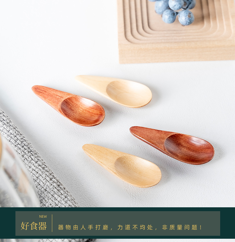 Wholesale of mini creative short-handled wooden spoons, tea spoons, milk powder spoons, coffee spoons, spice spoons, salt spoons and wooden spoons pic 18