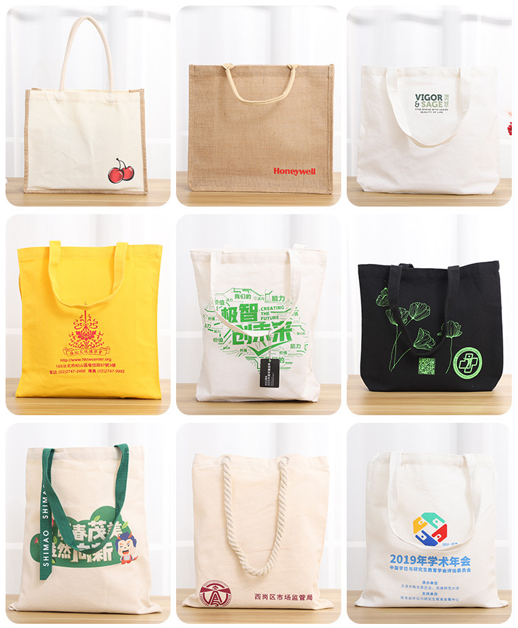 Customized canvas bags, wholesale tote bags, large-capacity DuPont handbags, custom-made eco-friendly cotton drawstrap bags with logo printing pic 3