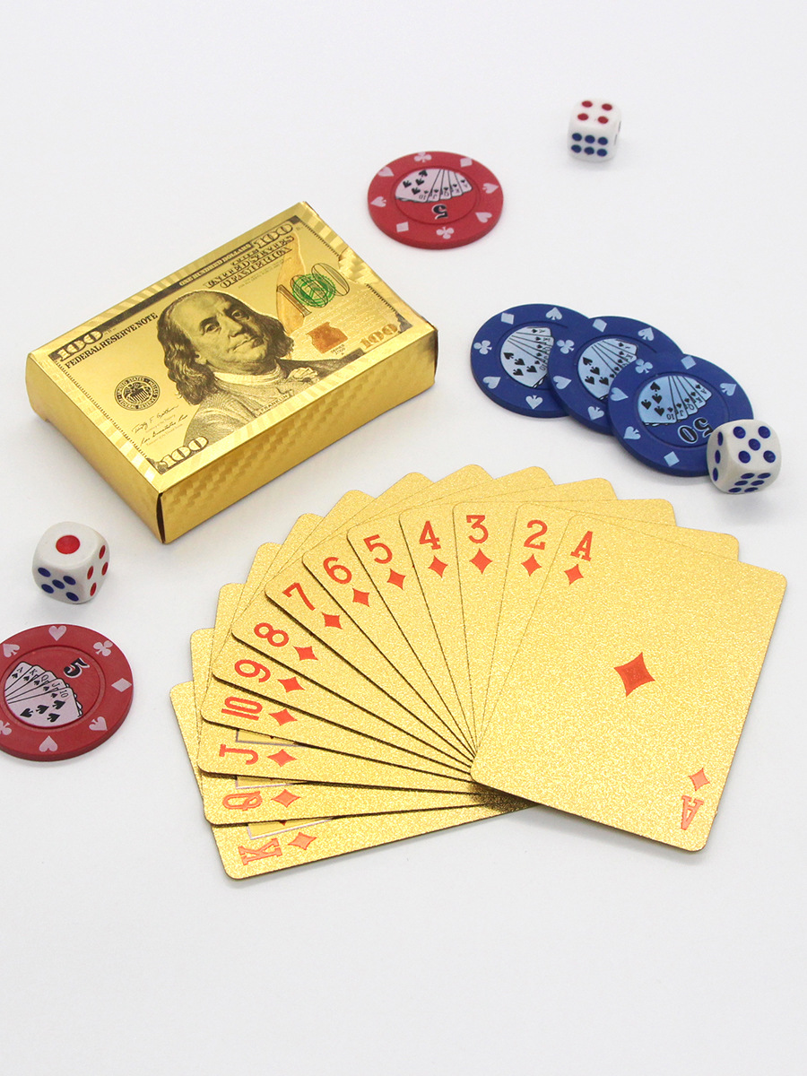 美元扑克牌金箔扑克牌土豪金黑金防水扑克牌批发外贸热卖跨境现货详情10