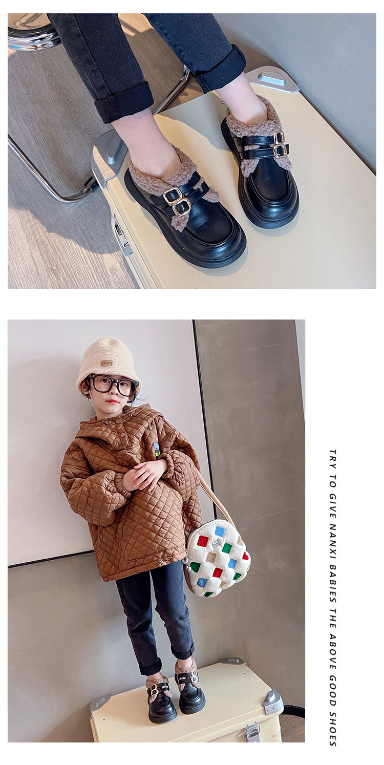 女童棉鞋加绒英伦风公主鞋2024秋冬新款保暖加厚软底小女孩豆豆鞋详情4