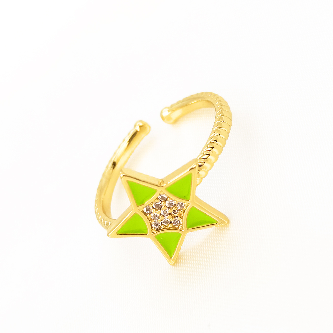 Cross-border European and American colored oil-drip micro-inlaid zircon ring, exquisite lace design, 18k gold-plated ring jewelry pic 11