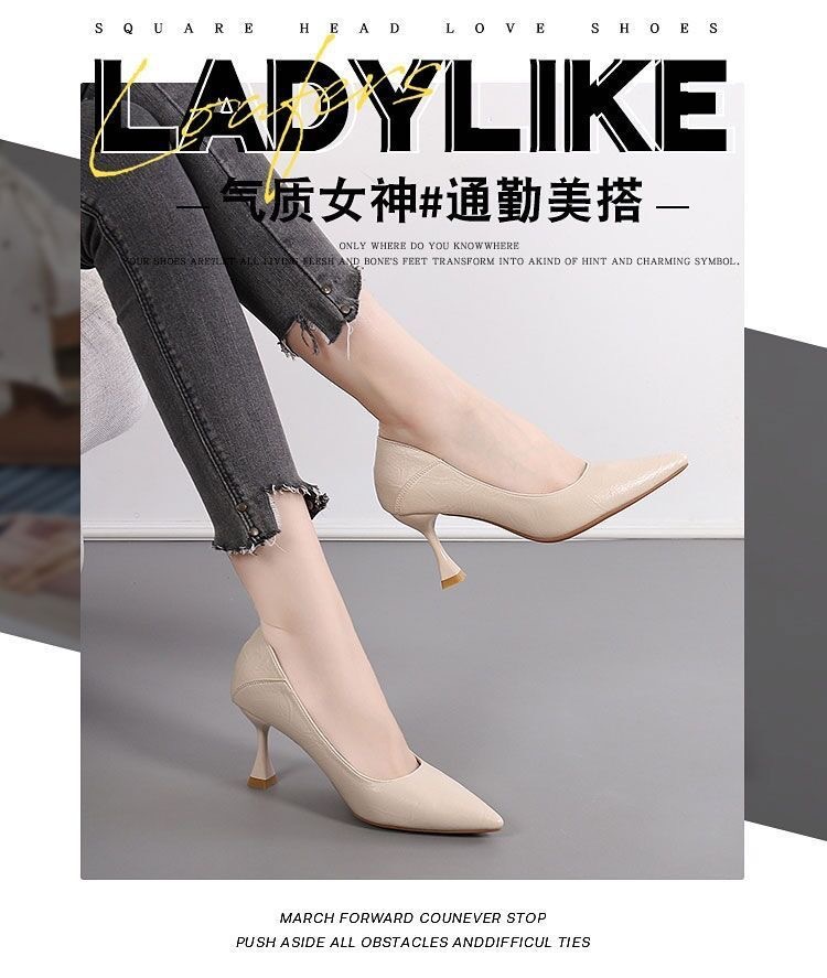 高跟鞋2024韩版浅口职业工作鞋两穿细跟尖头春秋季百搭单鞋女潮详情15