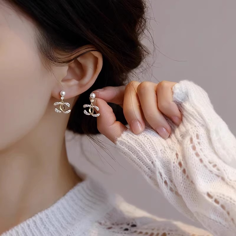 S925银针双C耳环女新款潮小香风新款爆款耳钉珍珠耳饰小众设计感详情6