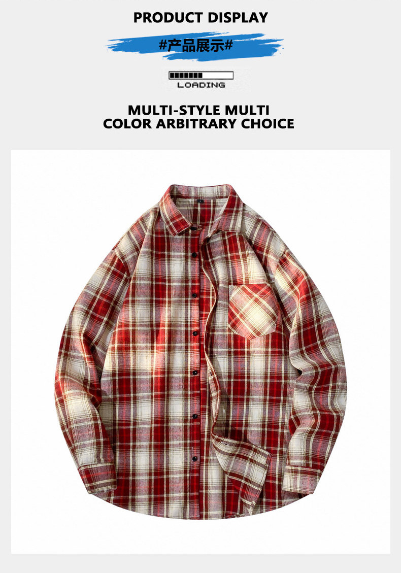 Retro checkered shirt for men 2025 Spring and Autumn new style American casual loose trendy long-sleeved shirt couple coat for men pic 4