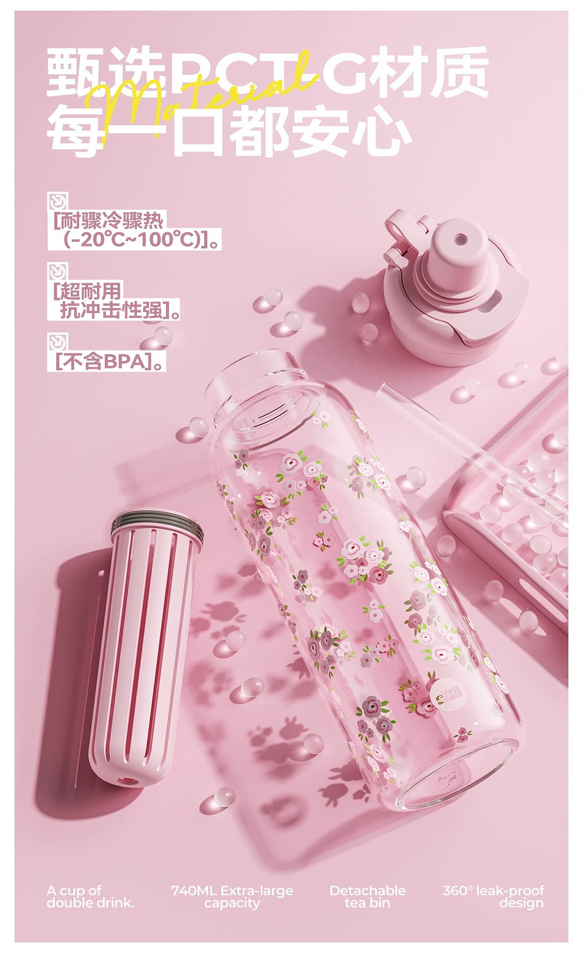 世大家吸管杯女生高颜值2025新款大容量便携塑料杯学生耐高温杯子详情6