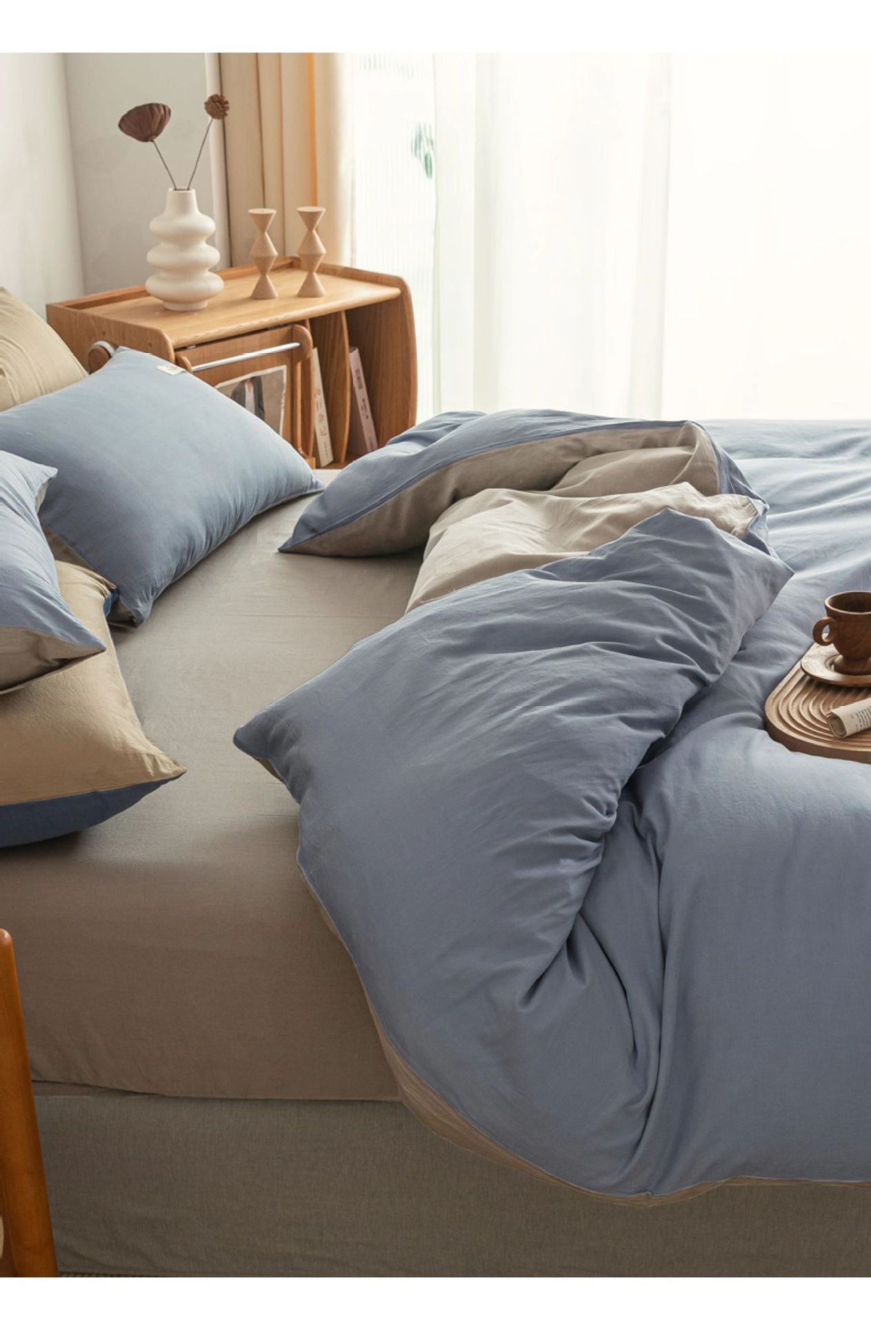 Pure cotton bed four-piece set 2025 new style pure cotton solid color quilt cover, bed sheet, bed cap, quilt cover, dormitory three-piece set bedding pic 9