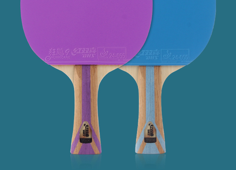 Red Double Happiness Seven-star table Tennis Racket, Wild Dash 9 Horizontal racket, Blue Sponge 7-star Professional Grade color rubber, genuine single racket pic 2