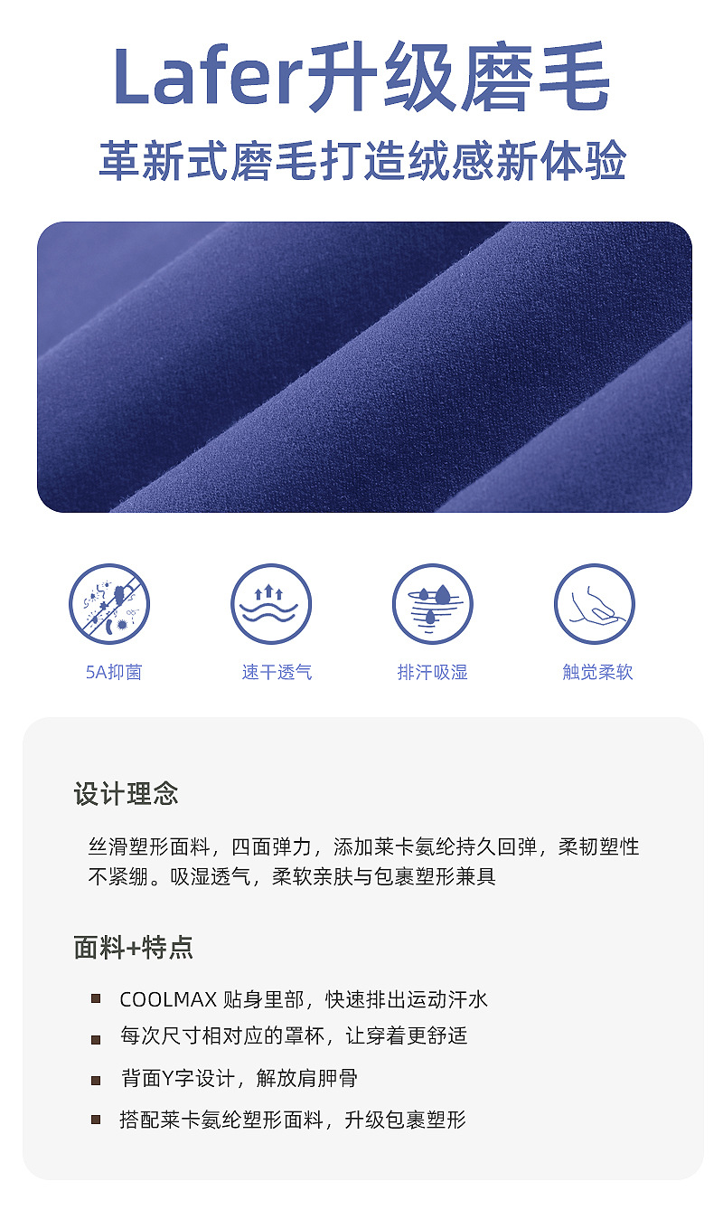 INFLACHI运动内衣女裸感磨毛舒适吸湿排汗瑜伽服吊带健身美背文胸详情6