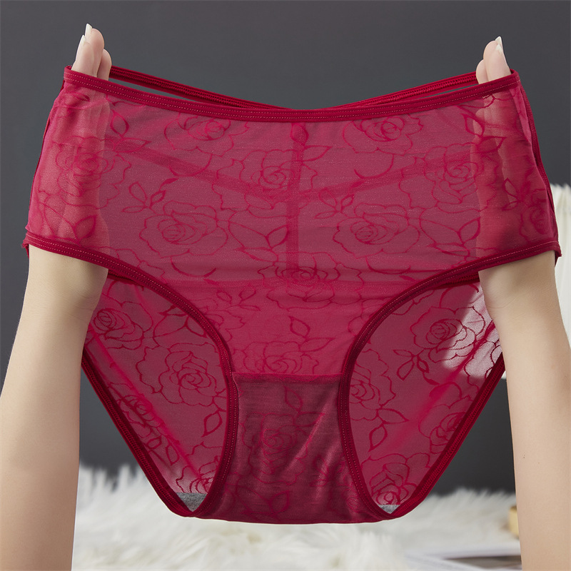 Sexy mesh underwear for women, breathable and comfortable, with fine straps, cross-cut, high-elasticity and high-waisted, large-sized Ankara red underwear for women pic 7