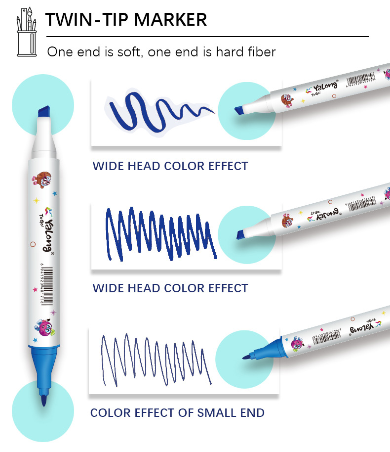 24-color, fragrant, washable marker pen triangular bucket smooth water flow double-pointed artistic marker pen set pic 2