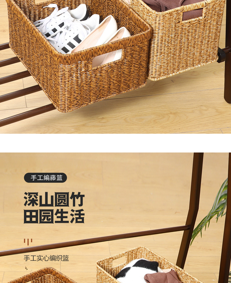 家用编织收纳筐桌面玩具杂物零食整理箱储物篮仿藤编框收纳篮置物篮多功能整理盒详情9