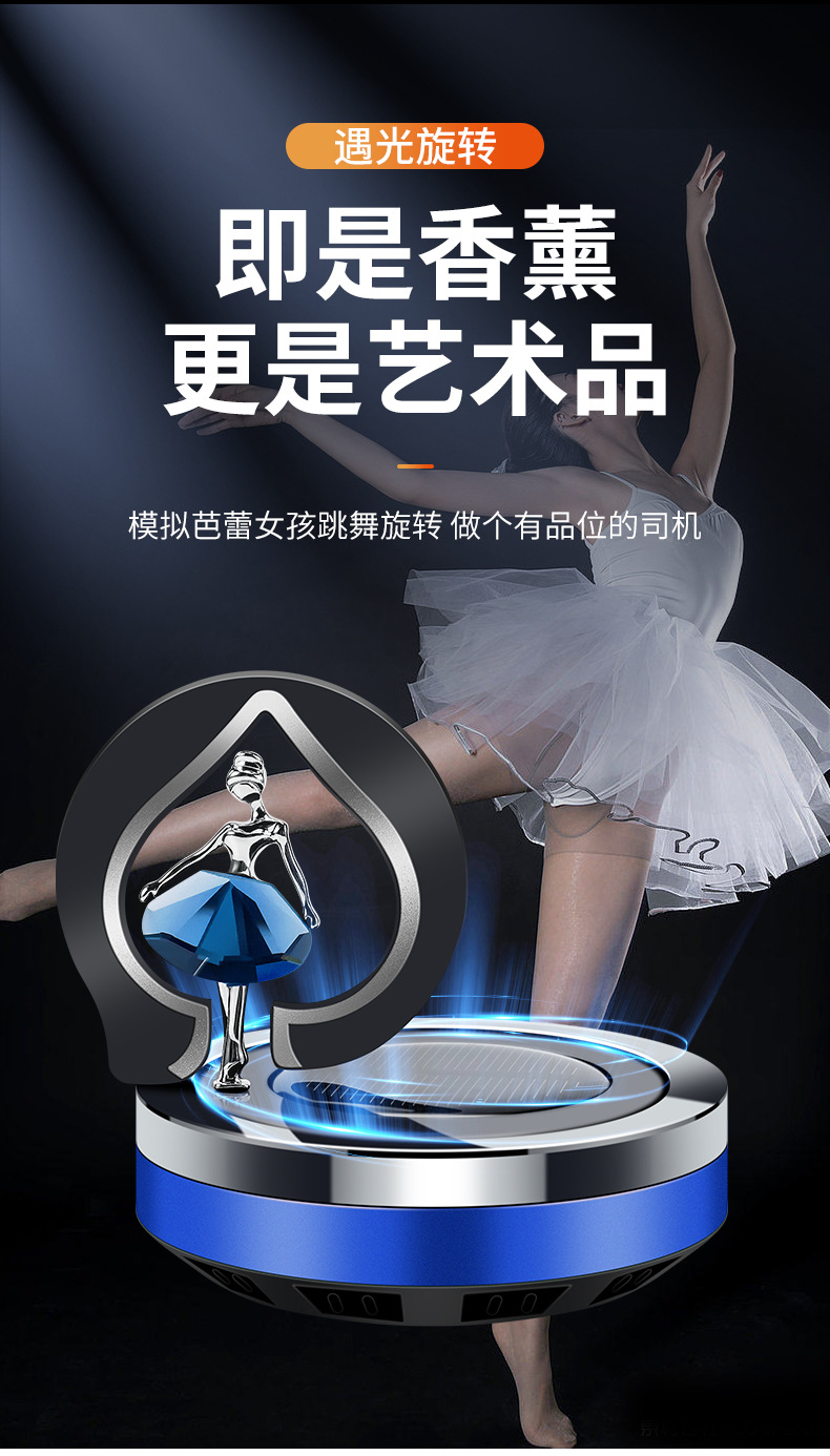 Solar-powered rotating car aroma diffuser, a personalized and creative perfume accessory for cars, can remove odors in the car and provide a long-lasting light fragrance pic 4