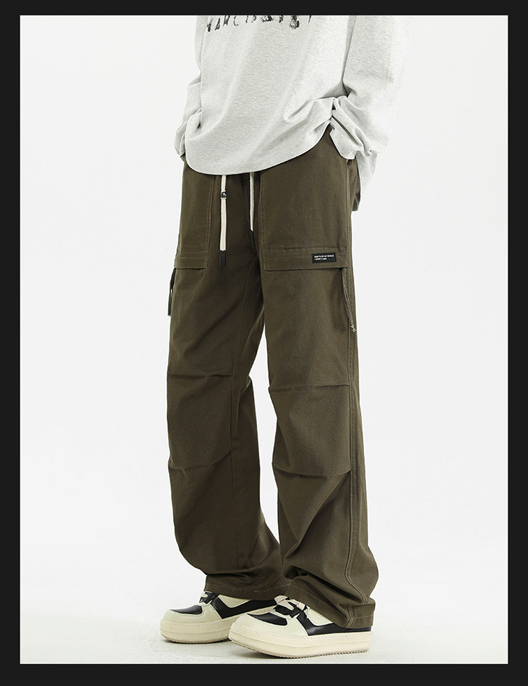 纯棉工装裤子男士2025春季新款宽松直筒美式潮牌阔腿休闲伞兵长裤详情16