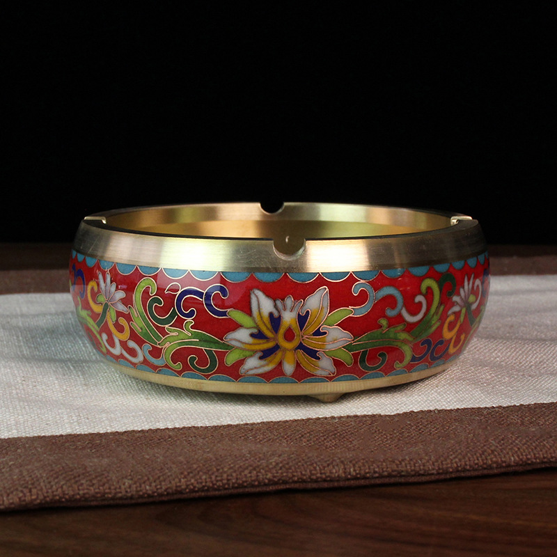 Beijing Cloisonne craft cultural gift and decorative items, traditional cast copper filigree low-temperature enamel ashtrays pic 9
