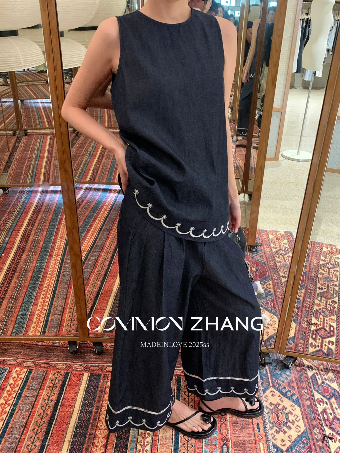 CZ ZHANG Summer Korean-style casual, laid-back, loose, versatile, embroidered textured round-neck denim vest for women, B24179 pic 12