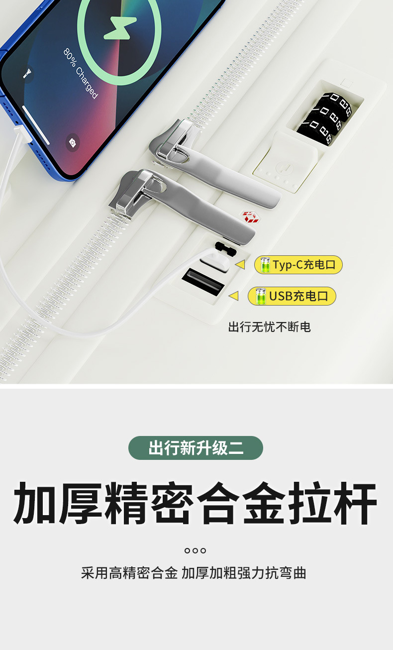 宽拉杆行李箱20寸旅行箱拉杆箱万向轮大容量结实耐用密码箱包24寸详情34