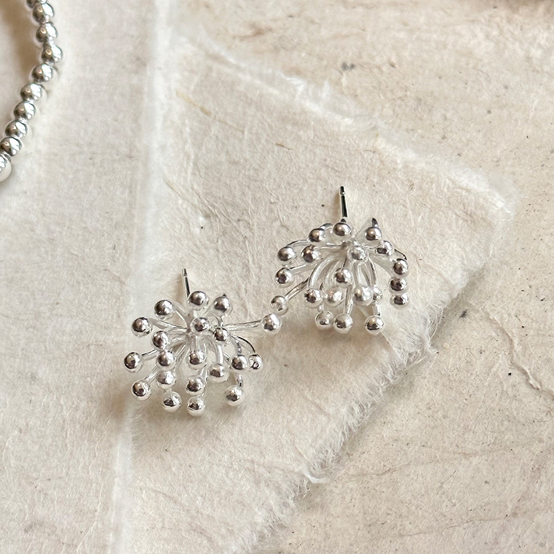 925 sterling silver firework stud earrings for women, simple and niche design, sweet and fresh, designer earrings 9111A pic 5
