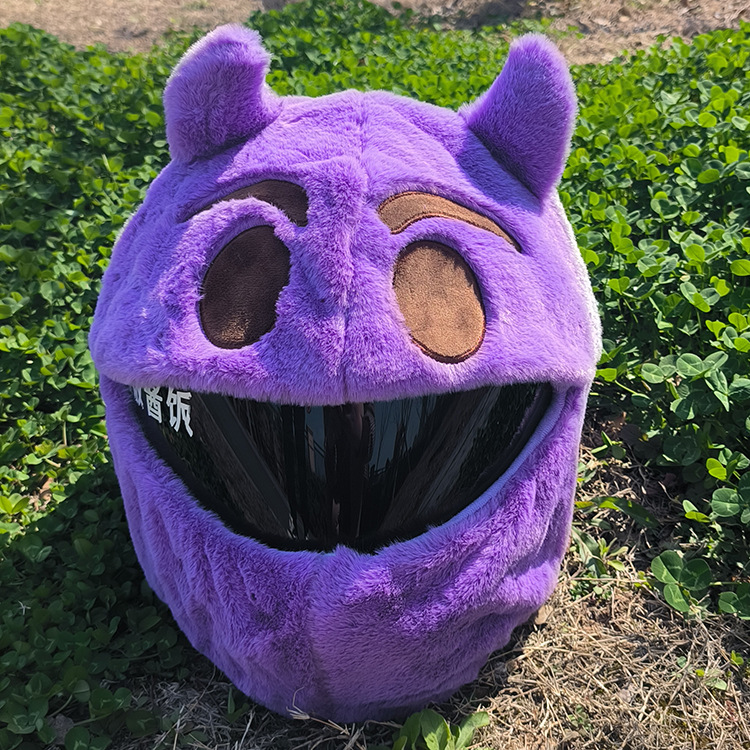 亚马逊热销毛绒头盔拉风套帽摩托车骑行头套装饰品恶魔电摩详情5