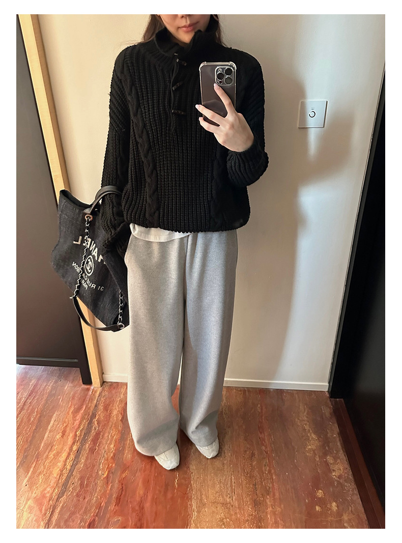 Winter new style horn buttoned lapel wool sweater, gentle and loose knitted sweater, sweater, sweater, sweater, sweater pic 13