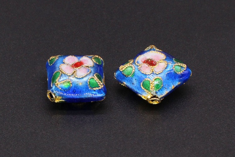 Traditional high-temperature cloisonne enamel filigree silver blue DIY jewelry accessory beads Cloisonne 16mm square block pic 16