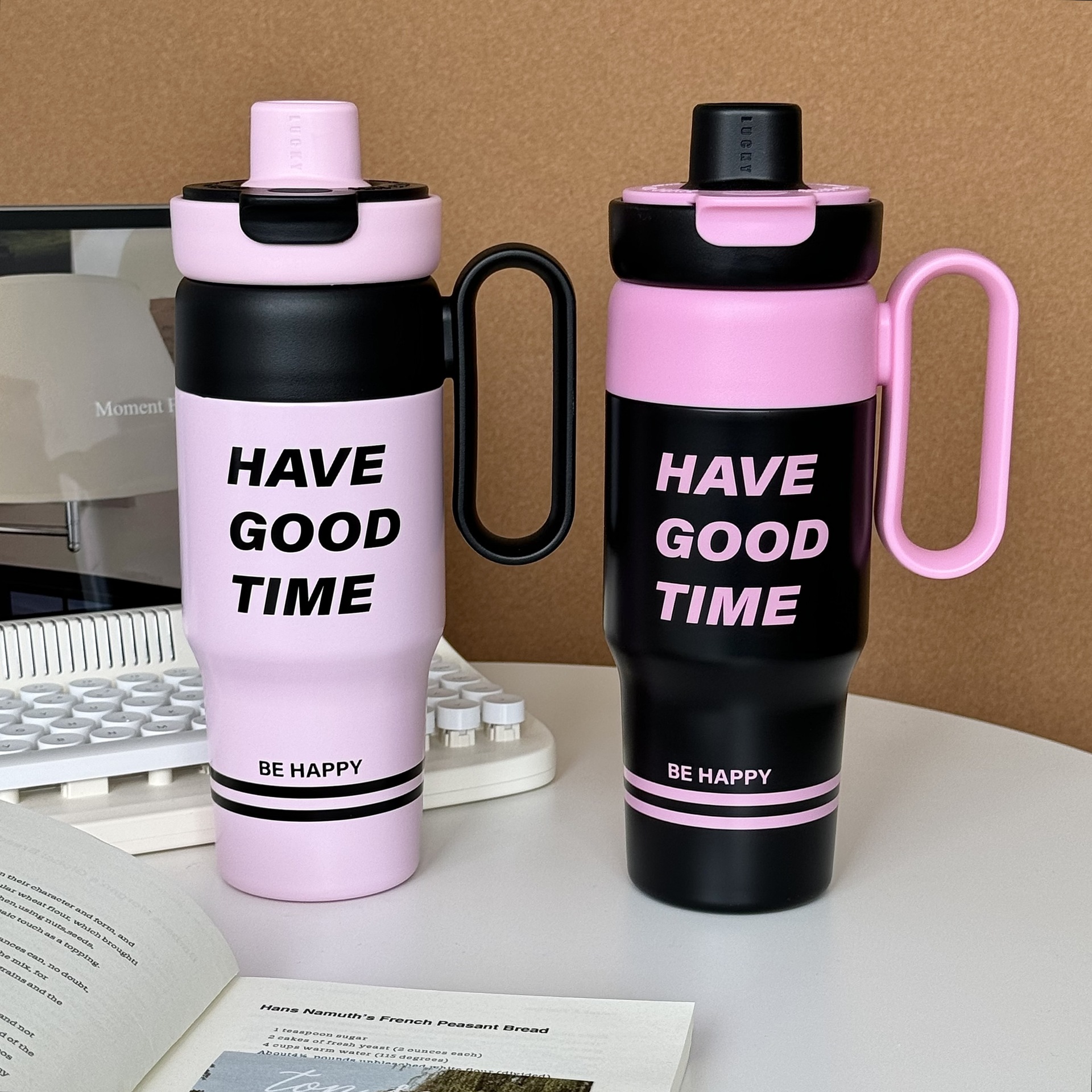 新款花语双饮保温杯女大容量冰霸杯学生高颜值茶漏不锈钢水杯子详情9