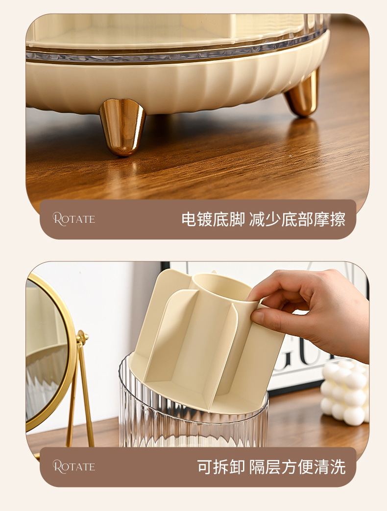 Rotating makeup brush storage box rack, desktop compartmentalized lipstick, eyeshadow, eyebrow brush, makeup table, cosmetics storage bucket pic 34
