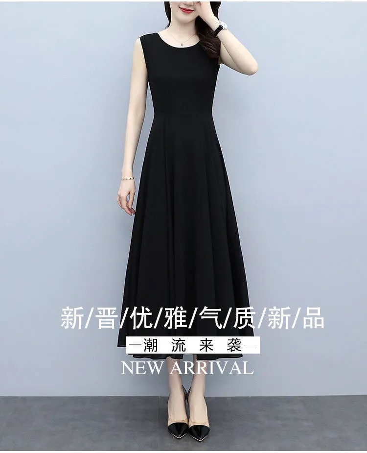 Verano 2023 nuevo tamaño más de las mujeres vestido de gasa temperamento vestido largo sin mangas versátil slim halter vestido de chaleco pic 12