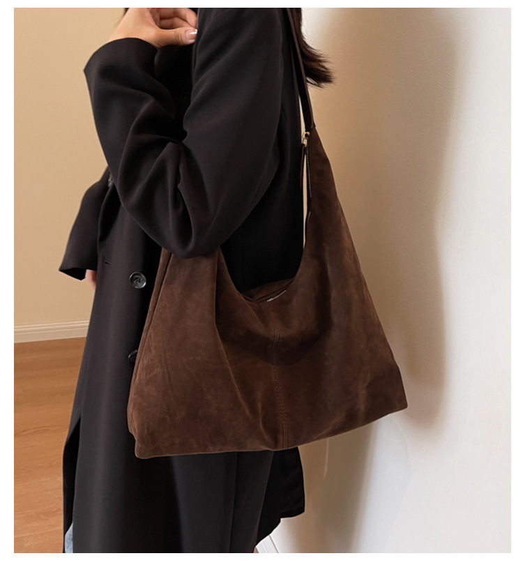 Retro matte tote bag, autumn and winter bag, commuter underarm bag, large-capacity single-shoulder tote bag, simple single-shoulder bag for women pic 1