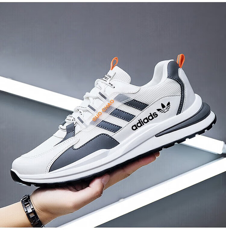 阿迪男鞋品牌特价网面透气运动休闲鞋男防滑耐磨秋季皮面旅游鞋男详情12