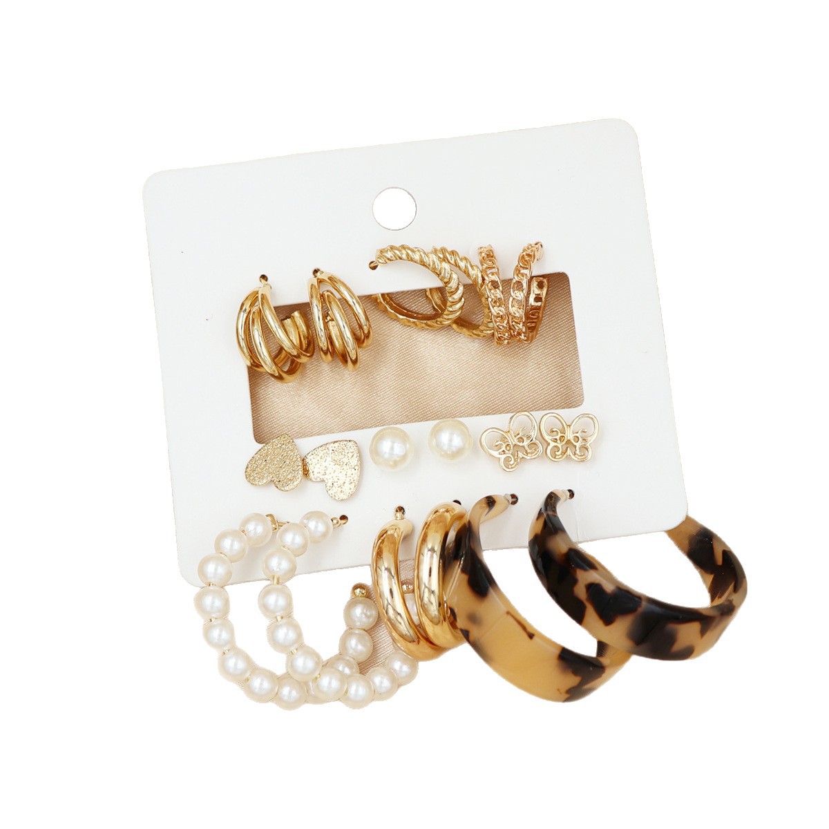 欧美跨境热卖新款简约个性ins风耳环套装气质百搭卡装耳饰批发详情5