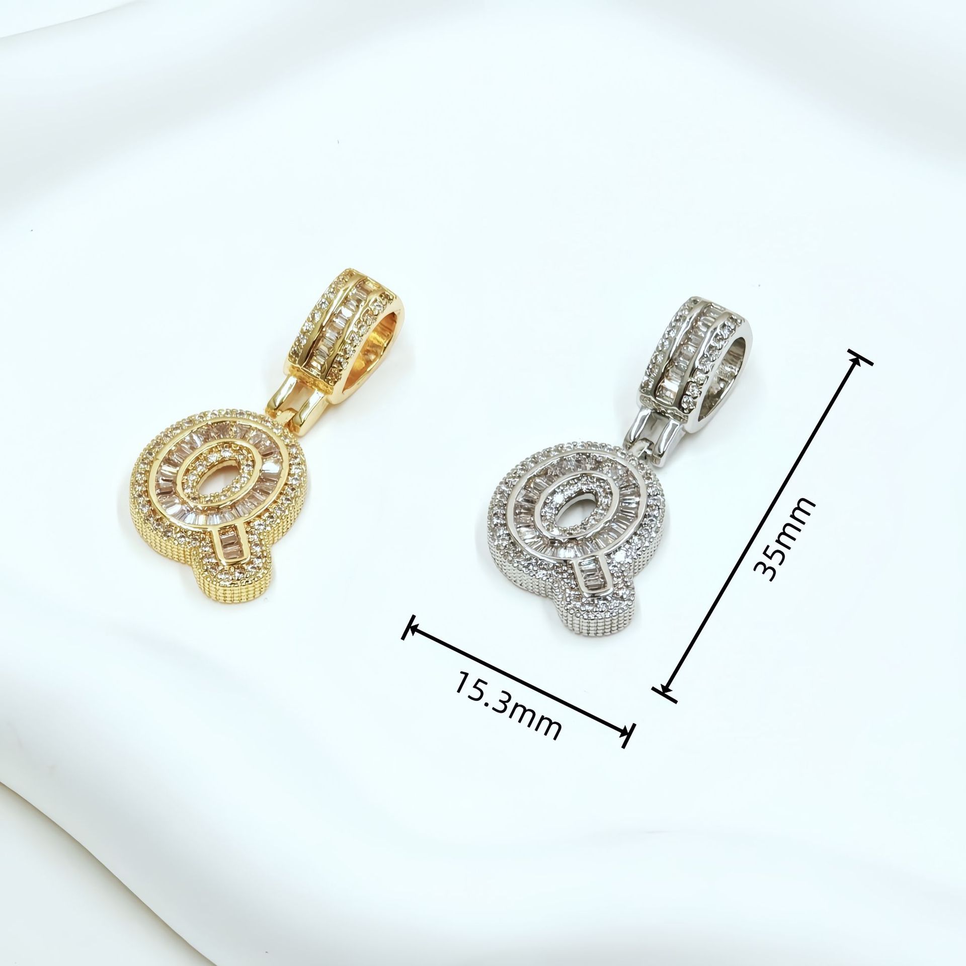 跨境欧美热卖铜镶锆石时尚个性嘻哈26个冰糖字母吊坠项链饰品批发详情15