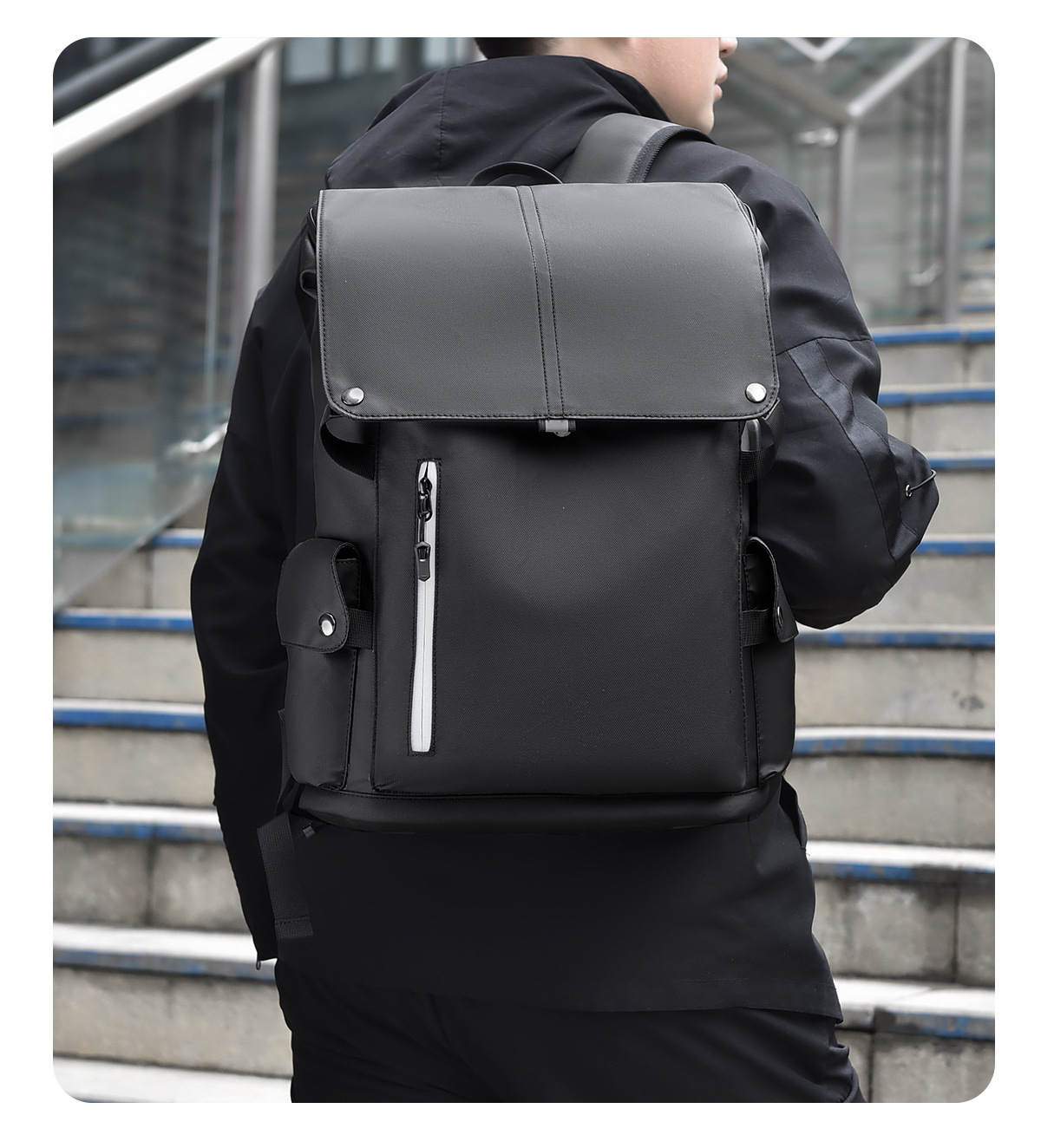 跨境新款轻便双肩背包男士商务休闲电脑包防水旅行包潮学生书包女详情25