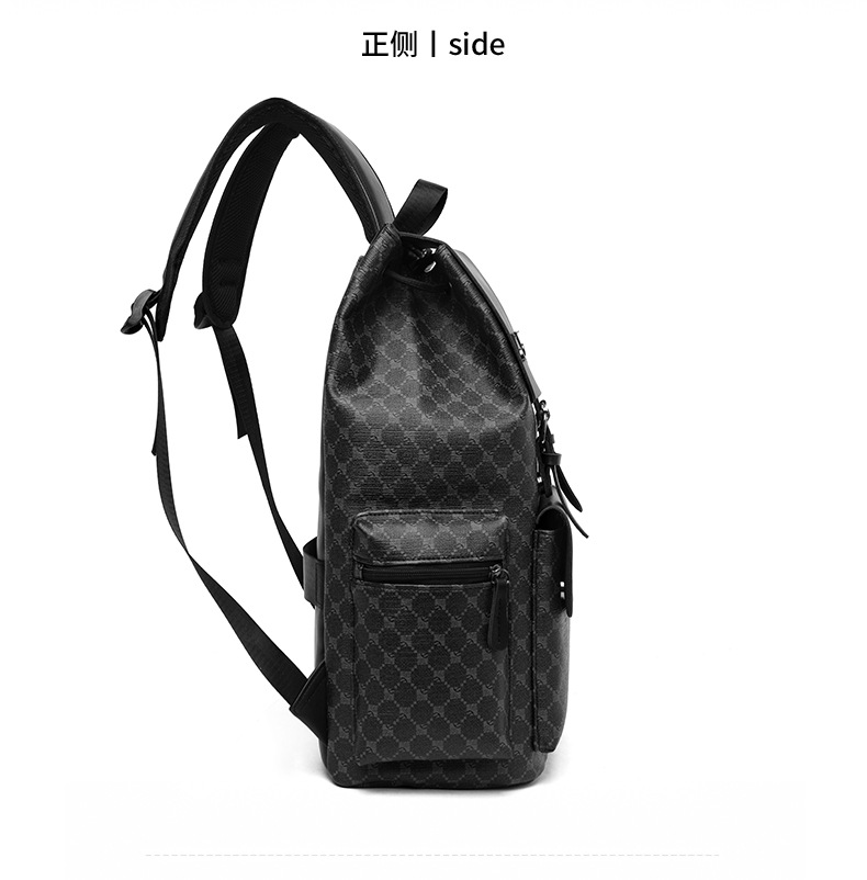 双肩包男士格子通勤休闲上班族背包大容量商务旅行出差工作电脑包详情23