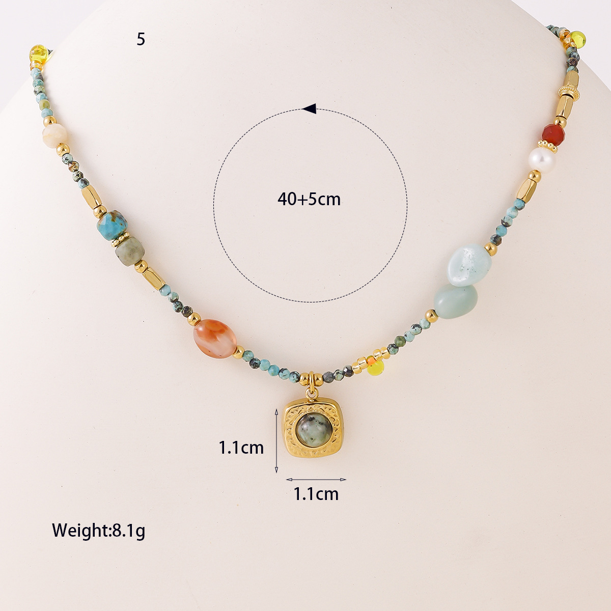 抖音爆款小象项链时尚饰品钛钢项链秋冬美拉德小象天然石项链详情2