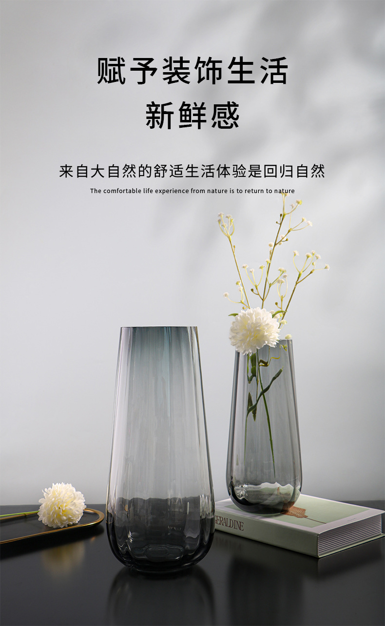 创意简约特大高颜值玻璃花瓶客厅摆件ins风花瓶插花高级感超大详情5