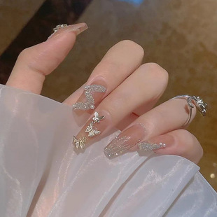 Wearable nail stickers, ballet nails, ice-transparent, shiny cloud nail plates, artificial nails, detachable finished nail pic 16