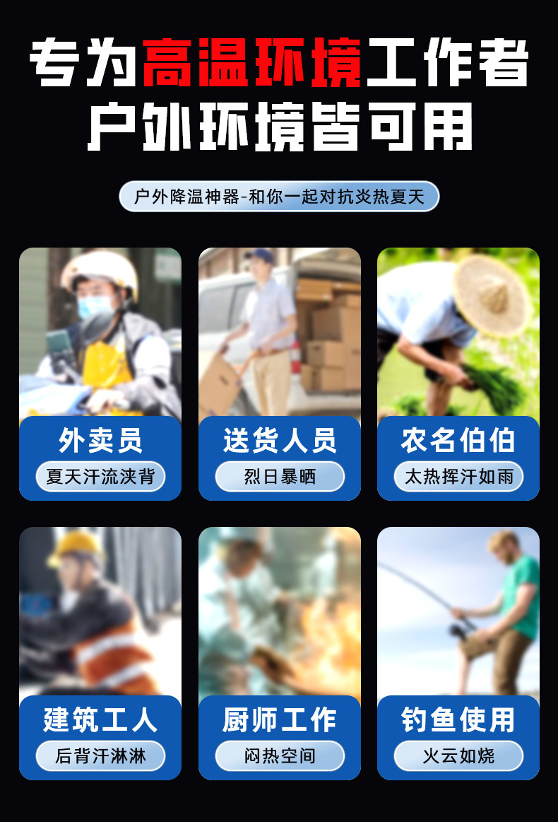 挂腰风扇户外工地随身便携式智能大风力充电款大风电风扇空调电扇详情3
