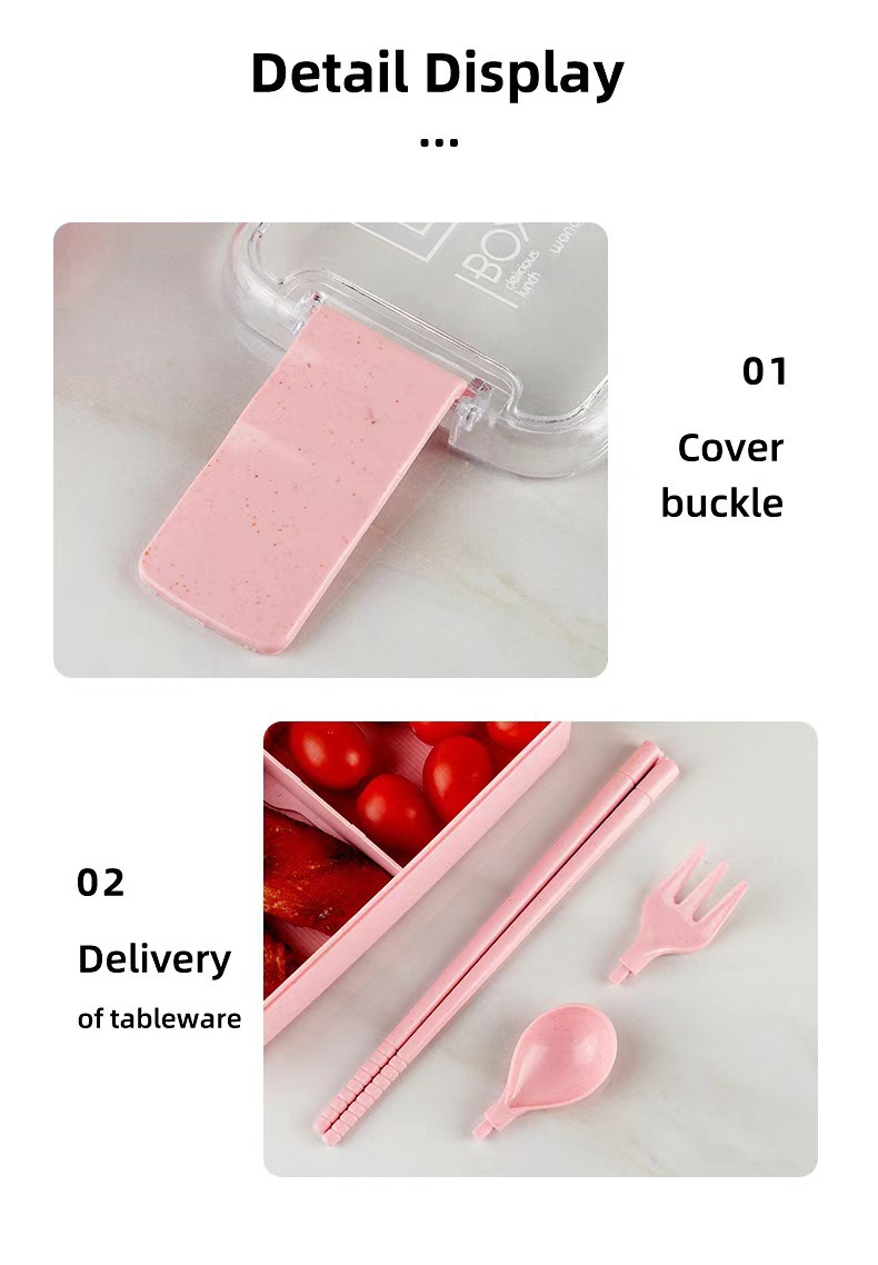 Japanese-style double-layer lunch box with tableware, large-capacity InS-style fresh-keeping box, portable lunch box, can be labeled for cross-border consignment pic 5