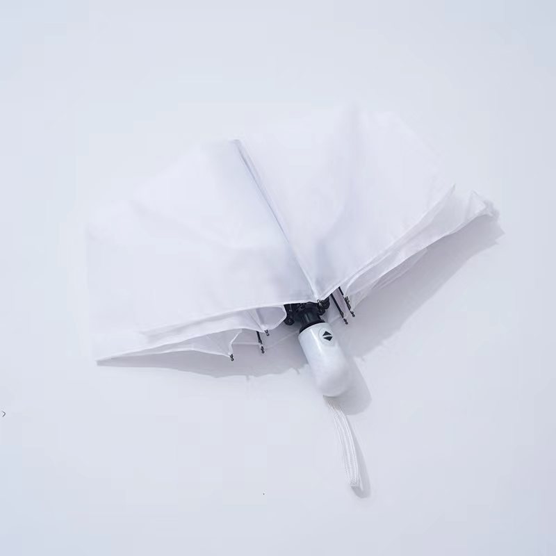 3052白色半自动三折伞折叠伞休闲工厂直供详情3